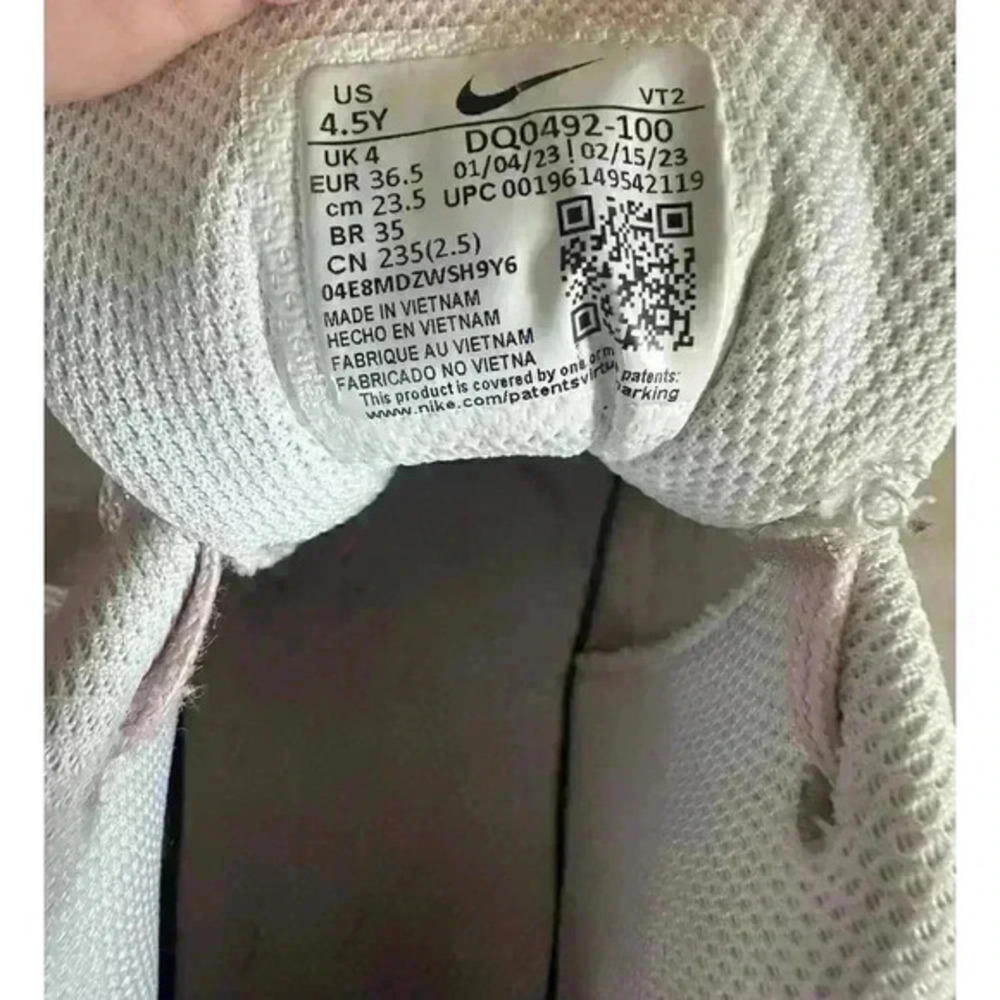 Nike‎ Court Borough Low Size 4.5Y Shoes Sneakers Pink White - Picture 4 of 5